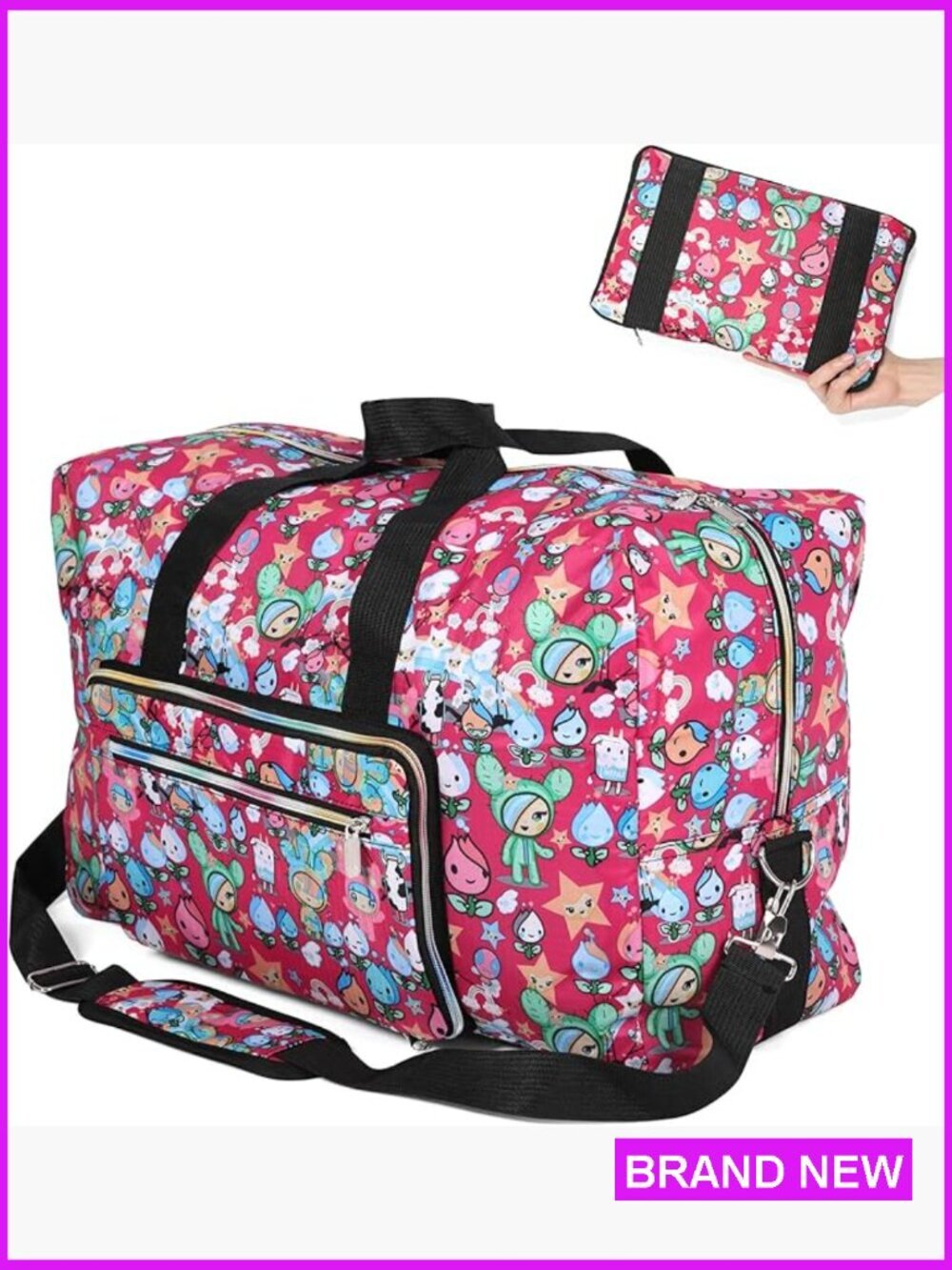 Foldable Large Travel Duffel Bag Gym Tote Overnight Carryon Weekender Shoulder